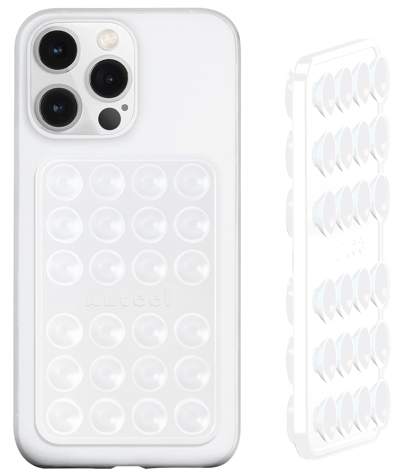 Anteel Double-Sided Silicone Suction Phone Case Mount, Enhanced Suction Cup Power and Thickened Grip for Selfies and Videos, Durable, Hands-Free Non