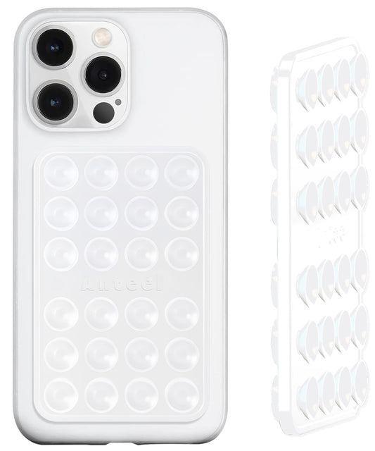 Anteel Double-Sided Silicone Suction Phone Case Mount, Enhanced Suction Cup Power and Thickened Grip for Selfies and Videos, Durable, Hands-Free Non