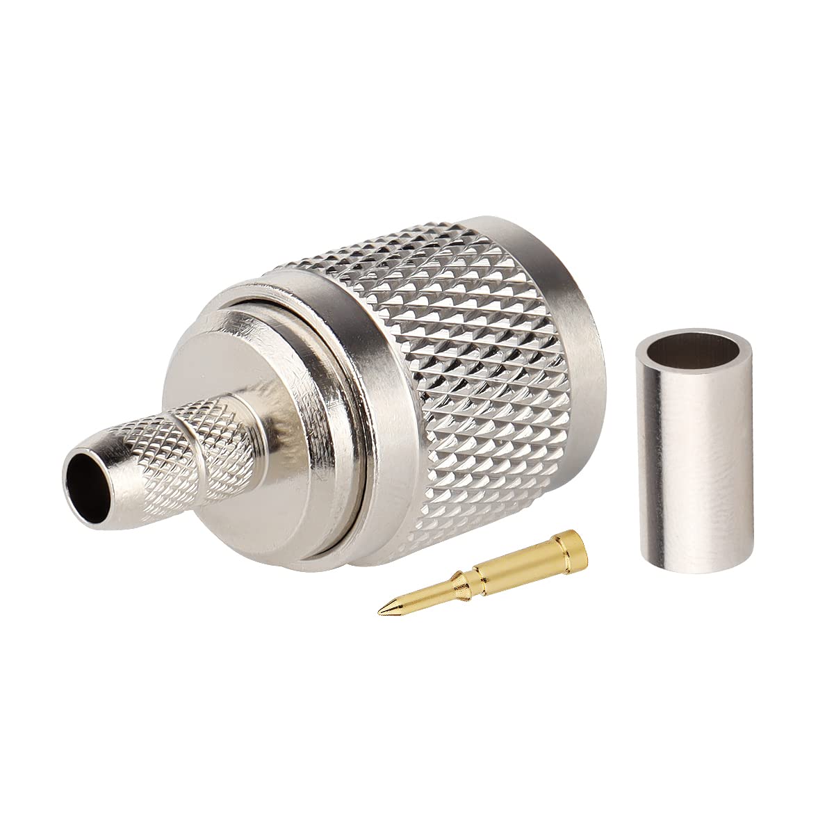 MOOKEERF 10 Pack TNC Male Connector 50 Ohm TNC Male Plug Crimp Connectors for RG58 RG142 RG400 LMR195 KSR195 3D-FB Coax Cable