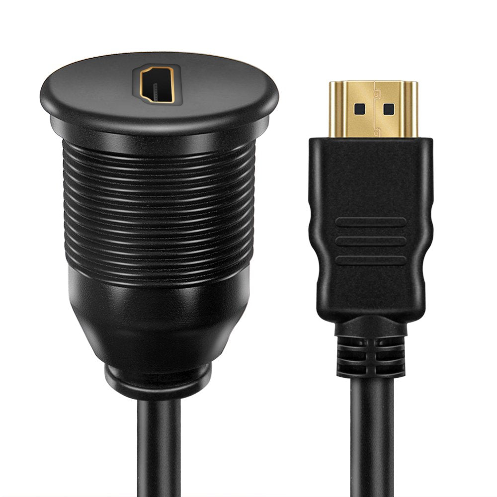 ICESPRING HDMI Panel Flush Mount Cable - 1 Meter 3ft HDMI Extension Dash Flush Panel Mount Cable for Car, Boat and Motorcycle