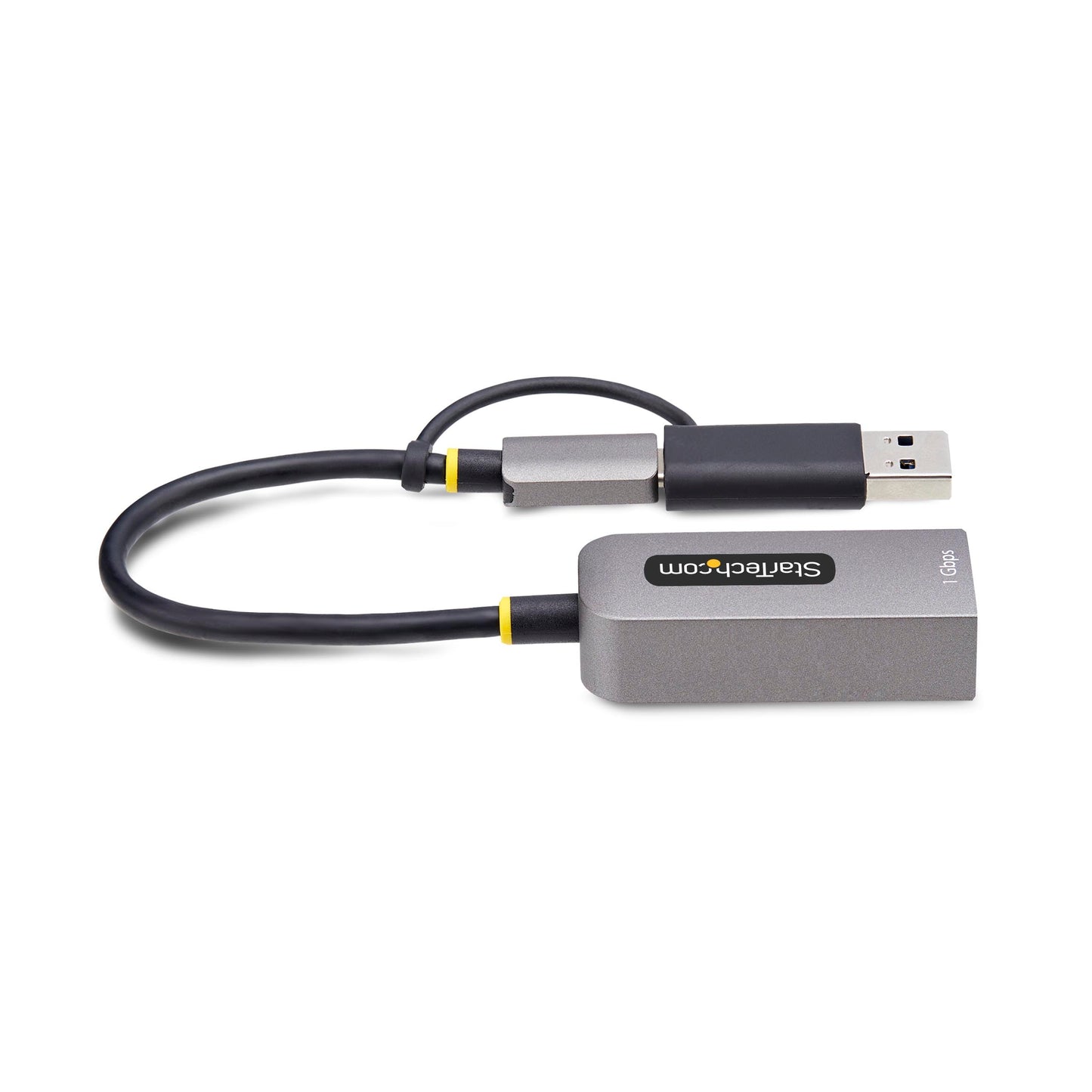 StarTech.com USB-C to Ethernet Adapter w/USB-A Dongle, 10/100/1000Mbps, USB GbE Adapter, 6in/15cm Attached Cable, Status LEDs