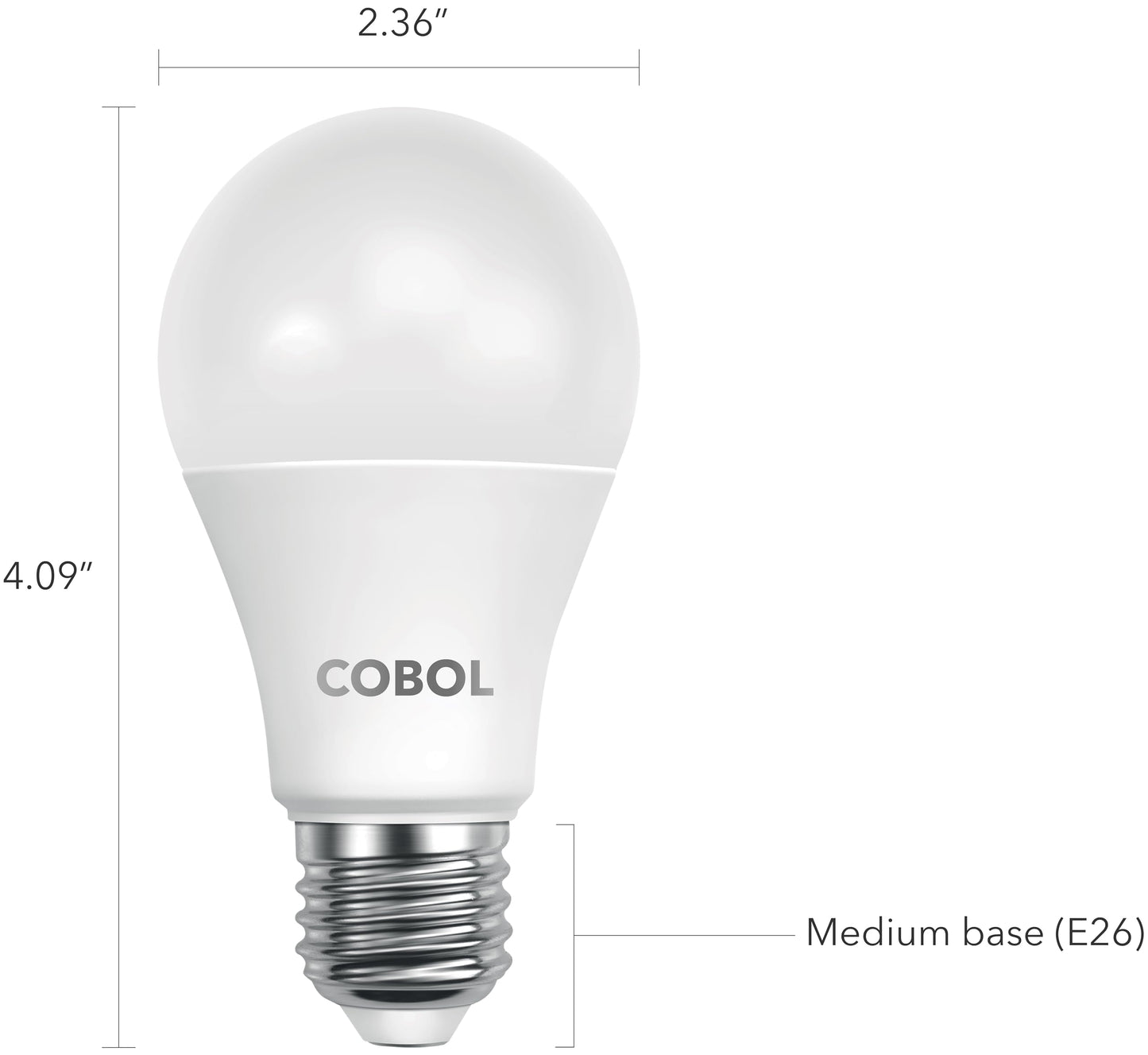 Cobol A19 LED Light Bulb/ 60W Equivalent/ 9W/ 810 Lumens/ 2700K Soft White/ 90+ CRI/Standard Medium E26 Base/ 120V/ Non-dimmable/ 15,000 Hour