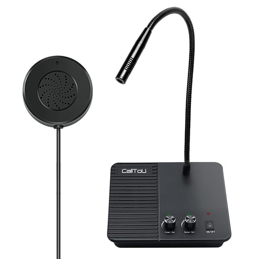 CallToU Window Speaker Intercom System Intercoms 2 Way Anti-Interference Intercommunication Microphone Counter Intercoms for Business, Bank, Office