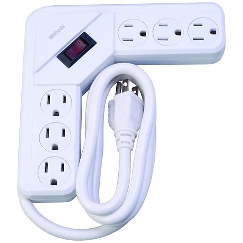 Woods 41374 6-Outlet Corner Power Strip, White,