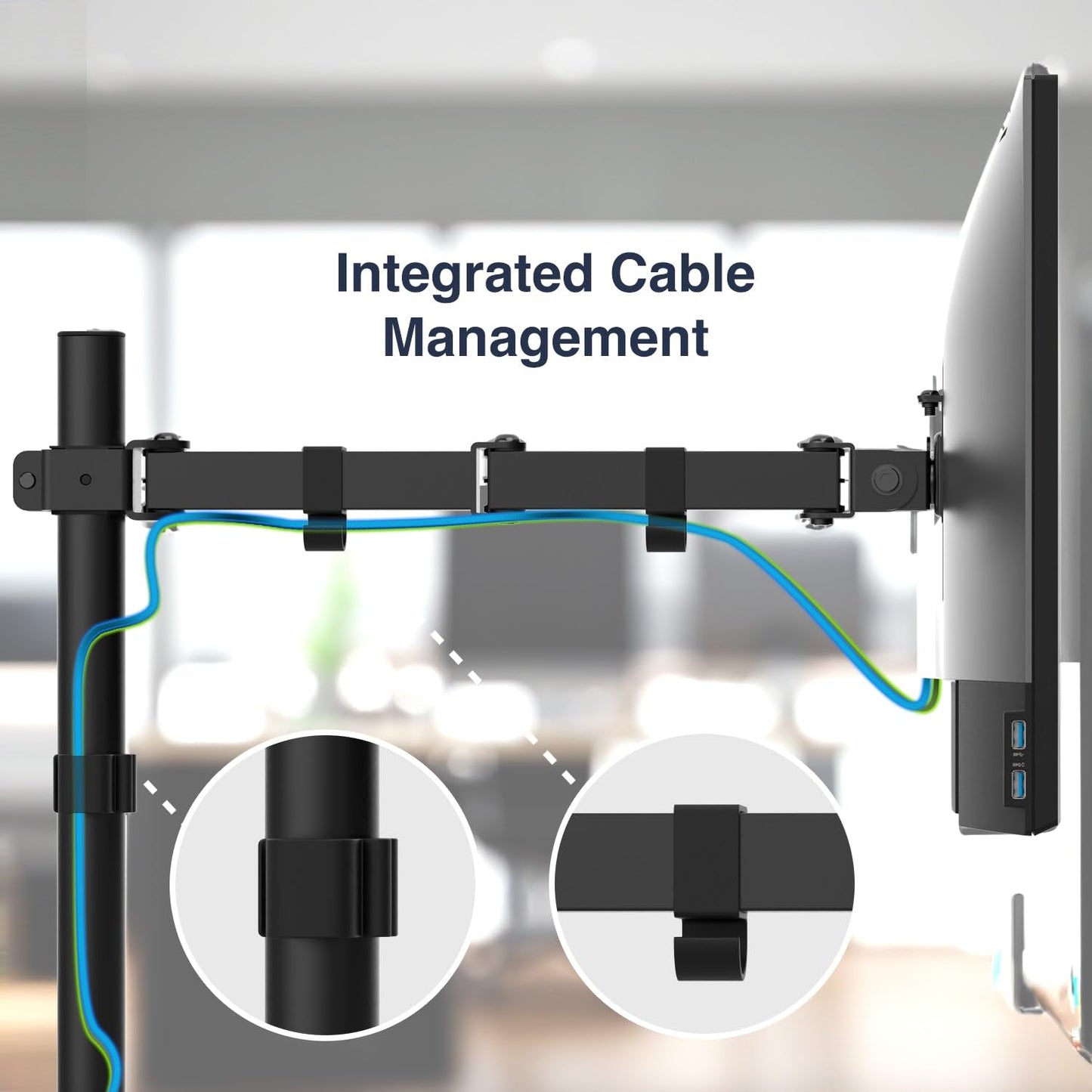 Desky Eco Dual Monitor Stand for Desk - Adjustable Dual Monitor Mount - Up to 32'' Dual Monitor Arm Desk Mount - Double Monitor Stand for 2 Monitors