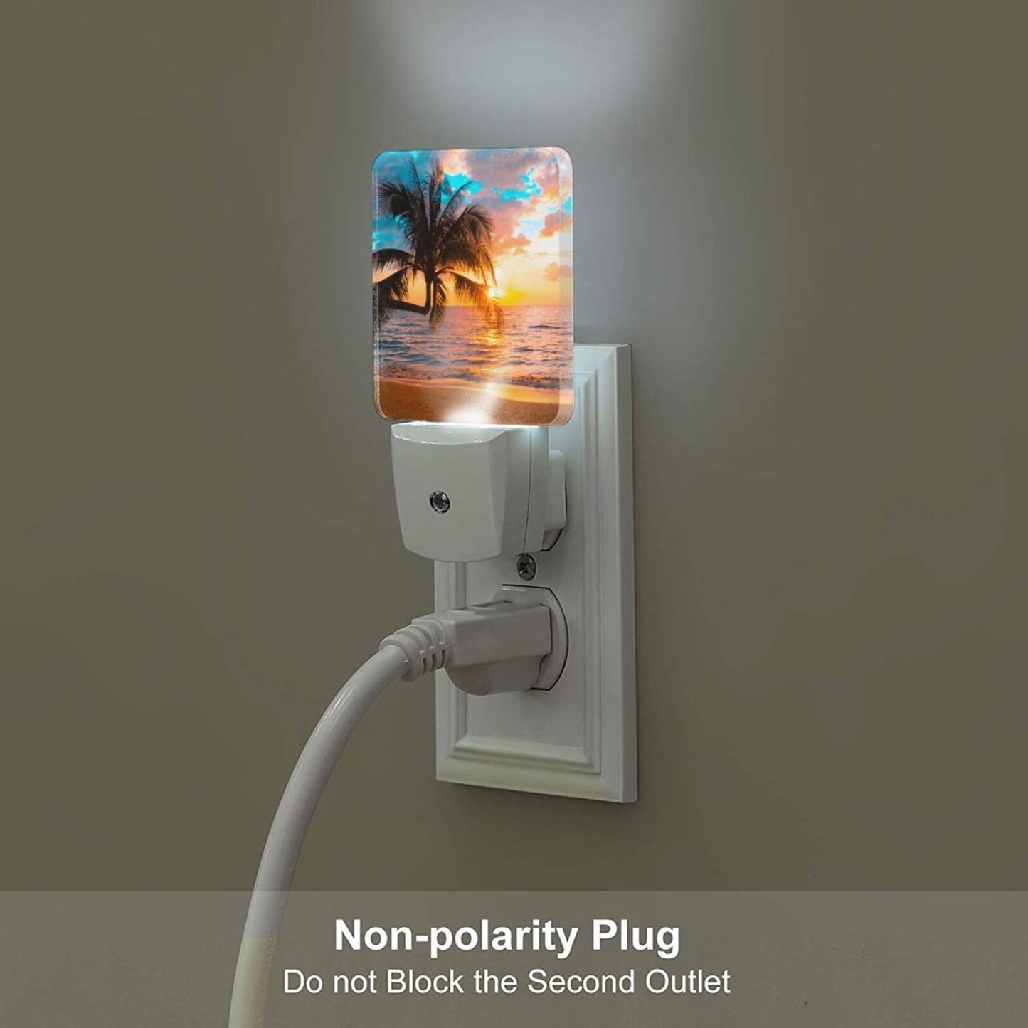 FSHVQKD Summer Sunshine Beach Night Light,Plug Into Wall Decor for Stairway,Hallway,Kitchen,Dusk to Dawn Sensor Nightlights for Boys/Girls/Women/Men