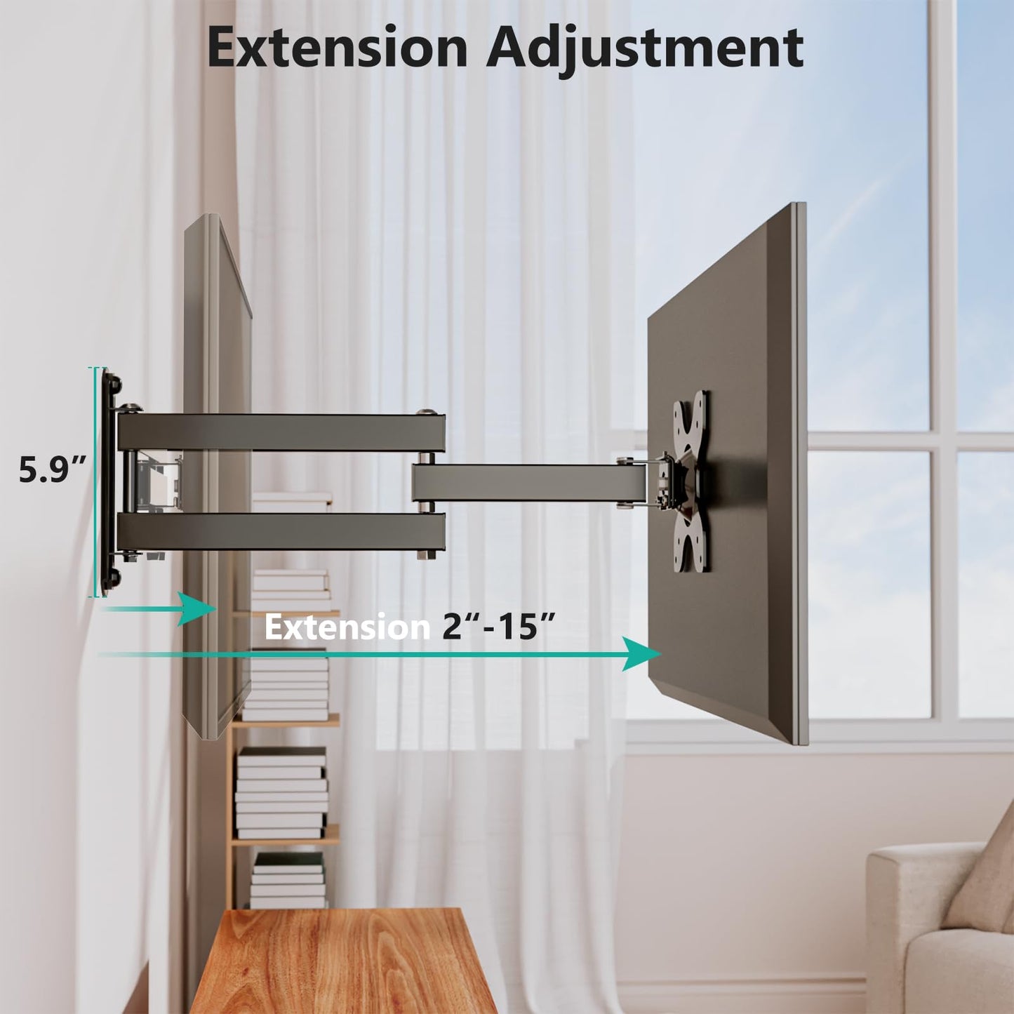 WALI TV Wall Mount Full Motion 15 inch Extension Arm Tilt Swivel for Most 13 to 32 inch LED TV Flat Panel Screen with Mounting Holes up to 100x100mm