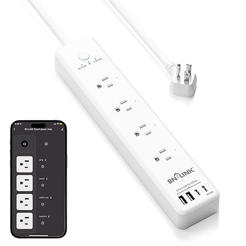 BN LINK Smart Plug Power Strip?Surge Protector with 4 Individually Controlled Smart Outlets, 4 USBs (incl. 20W USB-C), Compatible with Alexa