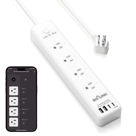 BN LINK Smart Plug Power Strip?Surge Protector with 4 Individually Controlled Smart Outlets, 4 USBs (incl. 20W USB-C), Compatible with Alexa