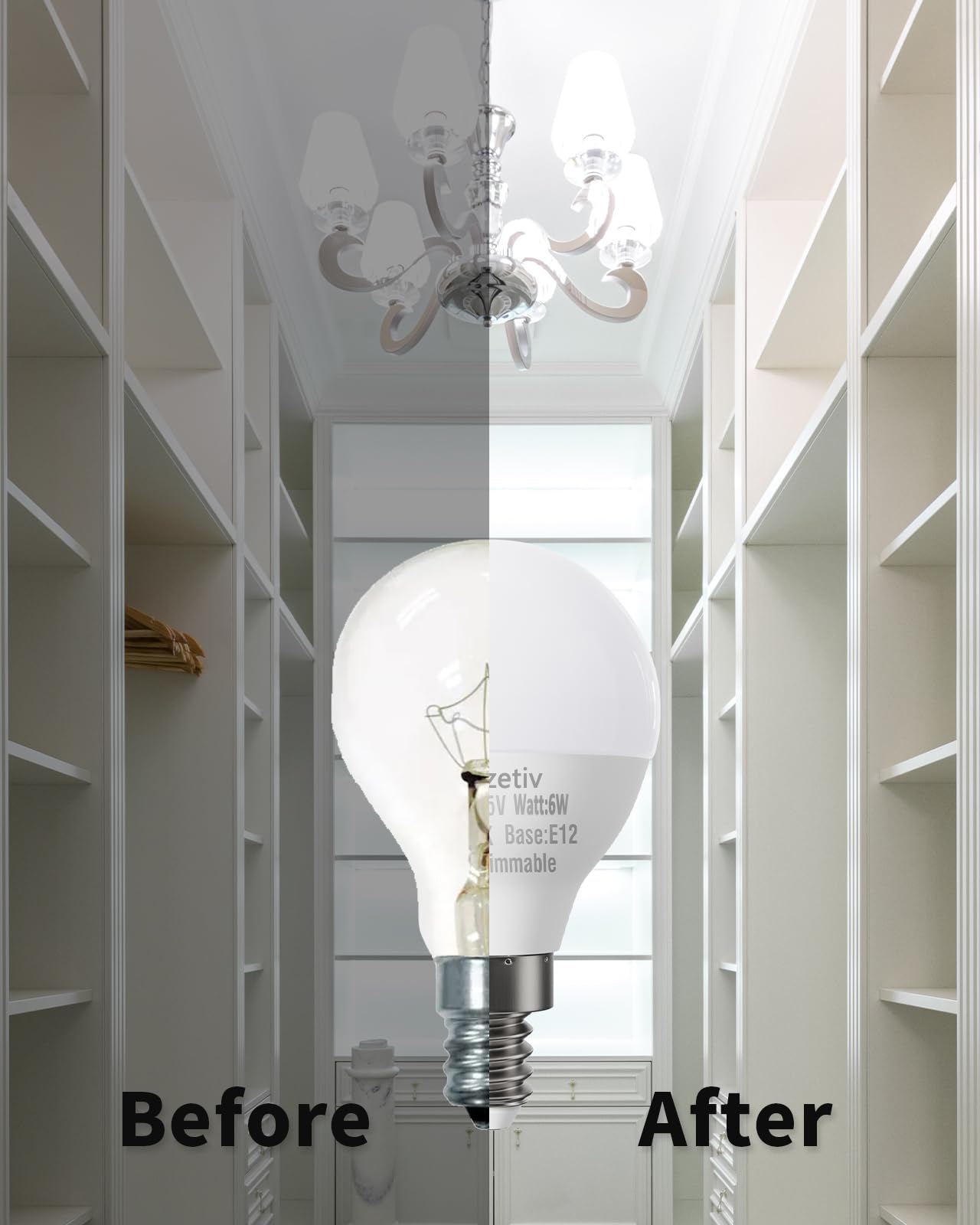 8 Pack E12 LED Ceiling Fan Light Bulbs, A15, 60W Equiv., Daylight 5000K