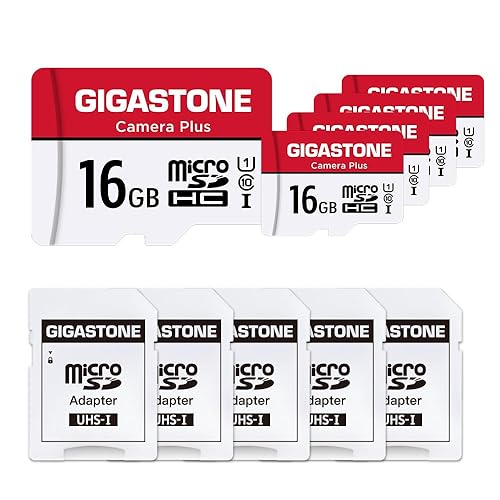 GIGASTONE 16GB Micro SD Card 5-Pack, Camera Plus, MicroSDHC Memory Card for Wyze Cam, Security Camera, Full HD Video Recording, UHS-I U1 Class 10, up