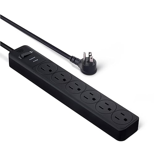 Amazon Basics Surge Protector Power Strip, 6-Outlet, 790 Joules, 6ft Extension Cord, Black, LED Indicator