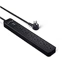 Amazon Basics Surge Protector Power Strip, 6-Outlet, 790 Joules, 6ft Extension Cord, Black, LED Indicator