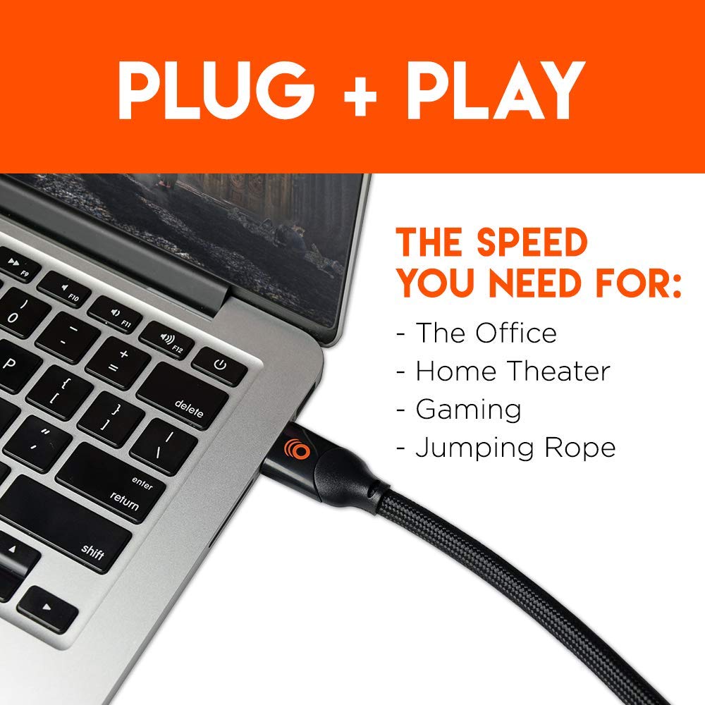 ECHOGEAR Long 15ft Braided HDMI 2.0 Cable - 4k & HDR Compatible - Gold Plated Connections Support 4k at 60fps Refresh Rate & 18gbps Bandwidth