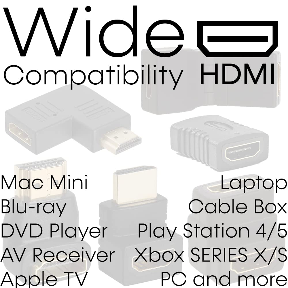 Cmple - HDMI Extender 4K HDMI Swivel Adapter, Female to Female Swiveling Port Saver (90 Degree Up & Down) Extension for Video Cables, TV, Monitor