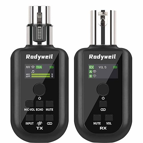 Wireless XLR Transmitter and Receiver 2.4G for Dynamic Condenser Microphone with Noise Reduction, Reverb, 48V, Mute