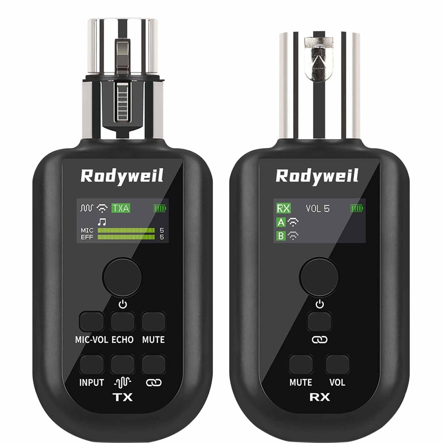 Wireless XLR Transmitter and Receiver 2.4G for Dynamic Condenser Microphone with Noise Reduction, Reverb, 48V, Mute