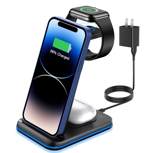 ZUBARR Foldable Wireless Charger for Multiple Devices 3 in 1 Wireless Charging Station for Travel, Compatible with iPhone 17 16e 16 15 14 13 12 11