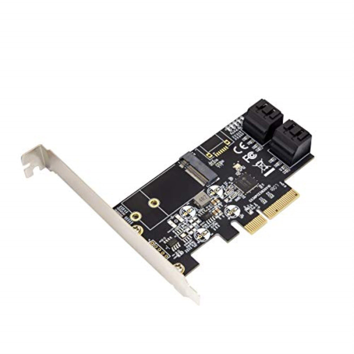 IO Crest SI-PEX40138 Internal 4 Port Non-Raid SATA III 6GB/S with M.2 B-Key 22x42 Pci-E X4 Controller Card for Desktop PC Support SSD and HDD with Low