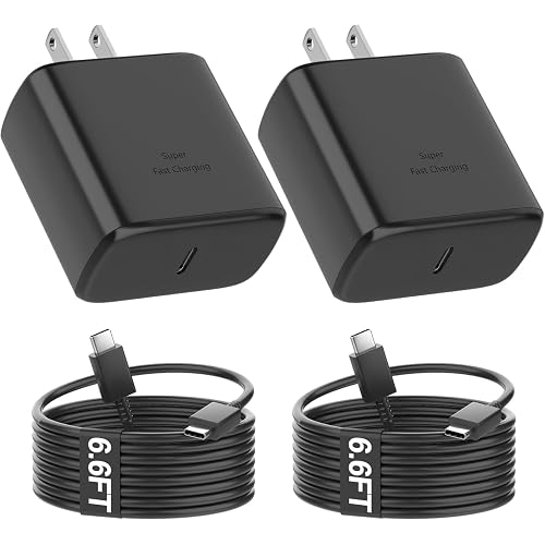Samsung 45W Super Fast Charger,USB C Android Phone Charger Fast Charging Block &6.6FT USBC to USBC Cable 2Pack for Galaxy S26 Ultra/26+/S25