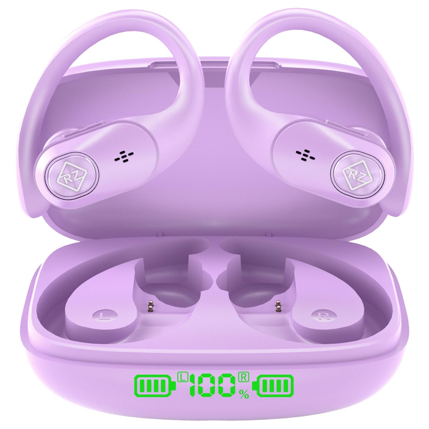 Wireless Earbuds Bluetooth Headphones Wireless Charging Case LED Display 40H Playtime Built in Mic Over Ear buds Waterproof Earphones with Earhooks…