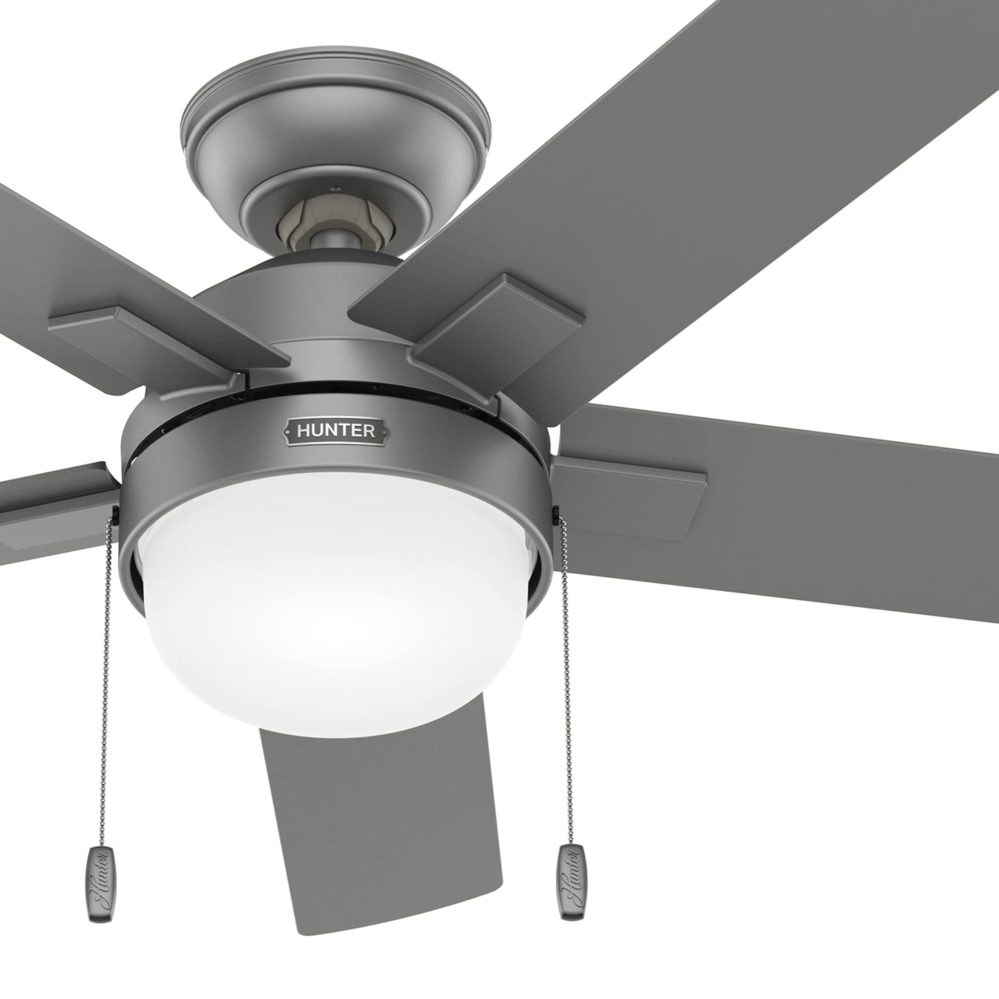 Hunter Fan 44 inch Casual Matte Silver Indoor Ceiling Fan with LED Light Kit and Pull Chain (Renewed)