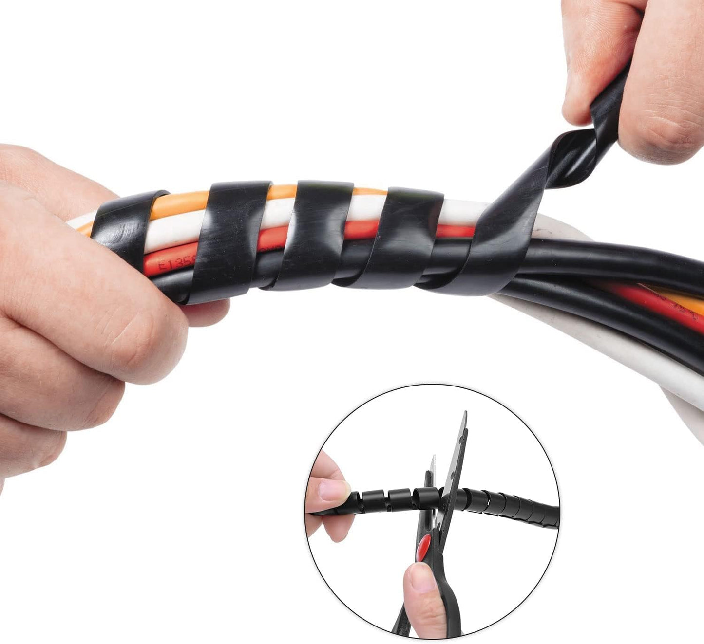 Spiral Cable Wrap Sleeve 1"(25mm) x 5 Ft Cord Organizer for Computer Wires, Electrical Cables, Home and Office Desk Management
