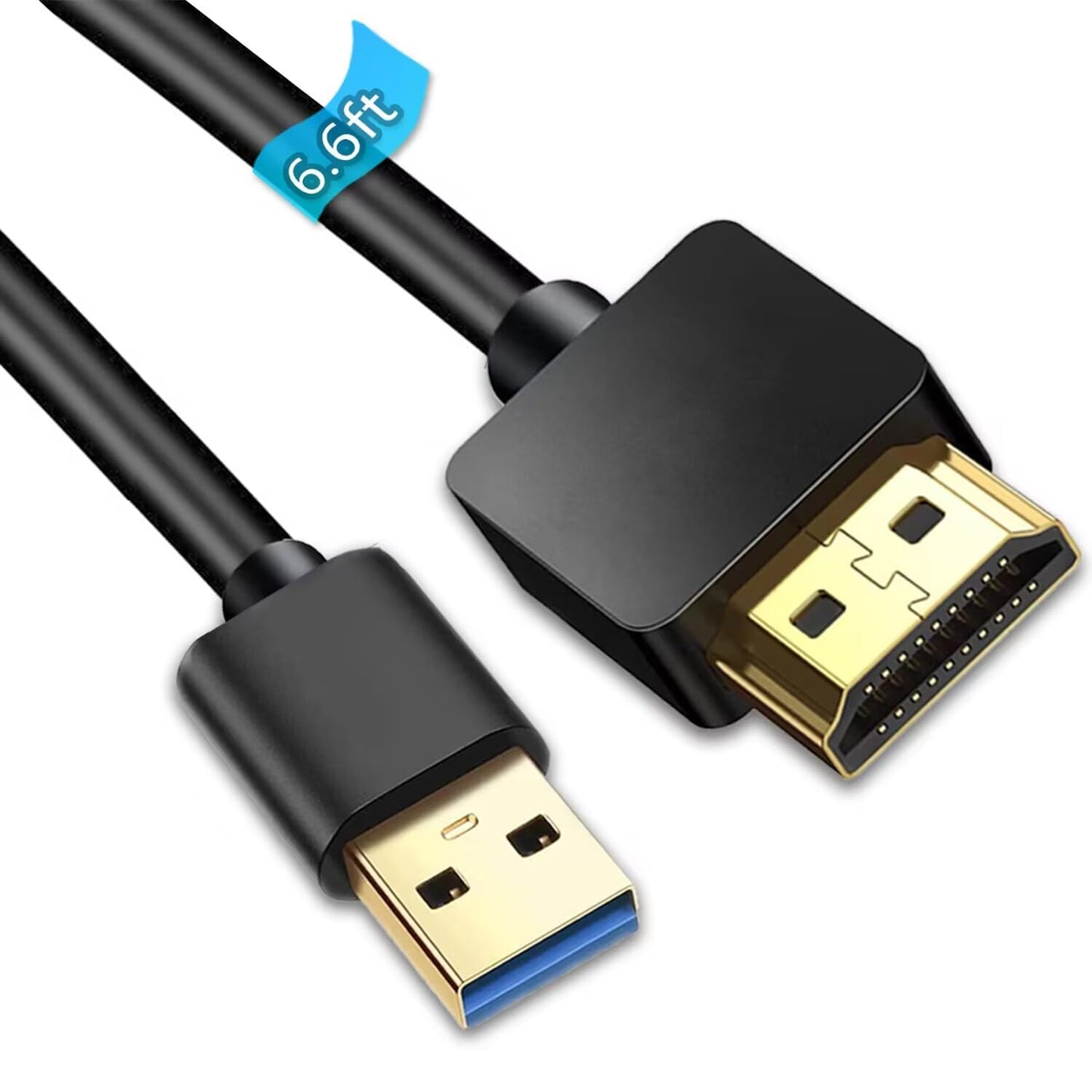 AKWOR USB to HDMI Adapter Cable, 6.6FT USB to HDMI Male to Male Cord, 1080P HD Monitor Display Audio Video Converter Cable Cord for PC Laptop to TV