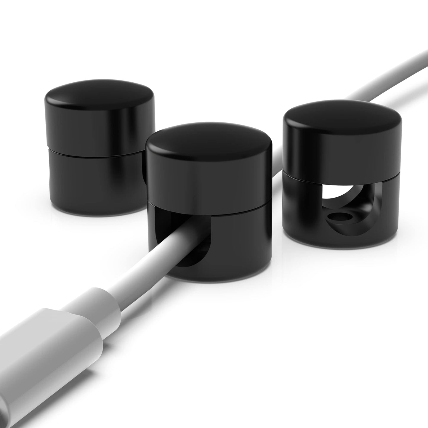 ICONIT Cable Anchors for Desk Organization Black | Premium Aluminum Cord Organizers | Charger + Cable Management Clips for Home & Office | Stylish
