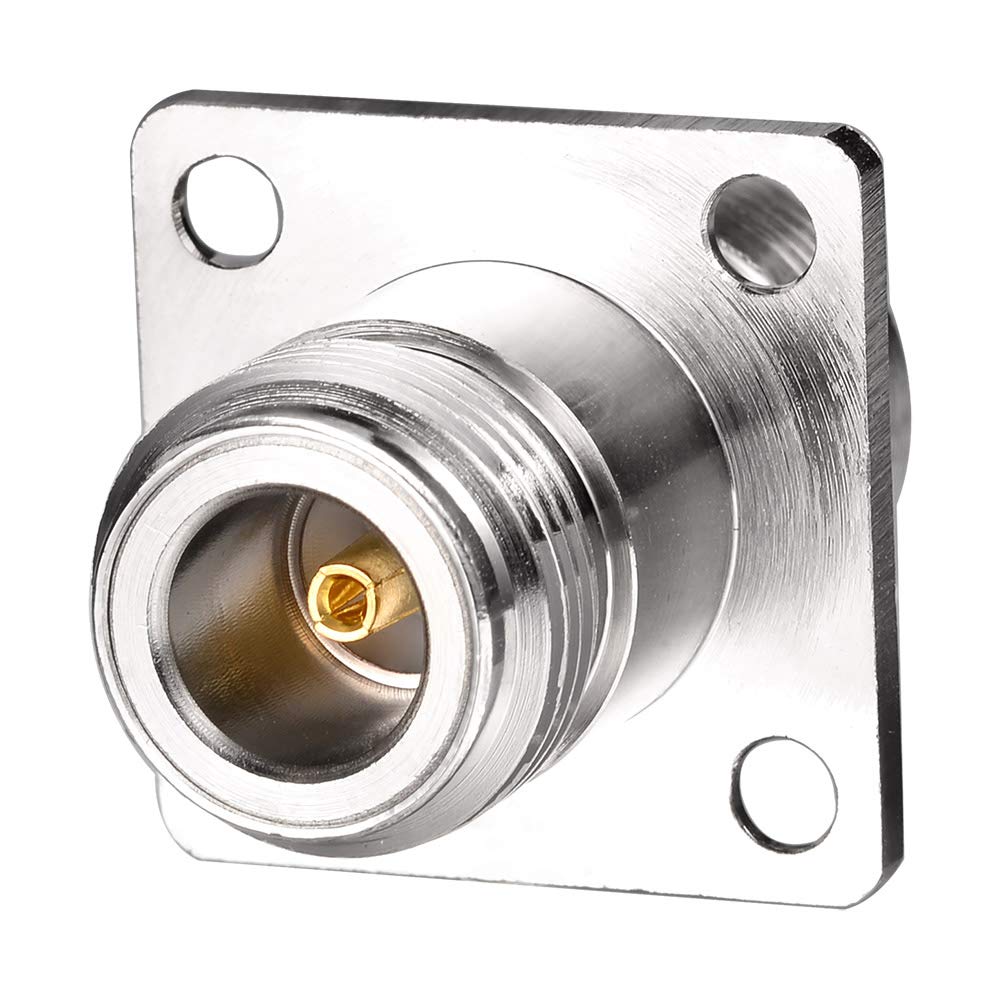 Eightwood 2pcs N Female to Female 4 Hole Flange Panel Mount Adapter for Ham Radio WiFi Antenna Cable