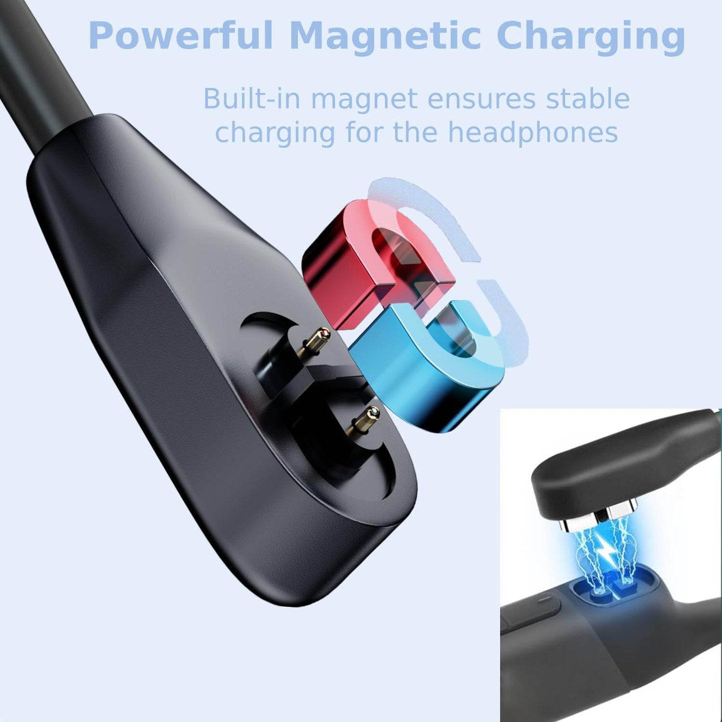 HCHNH Replacement for Shokz Headphones Charging Cable, 2 Pack Charger for Shockz Aftershokz Open Run Headphone, 3.3ft Magnetic USB Cord