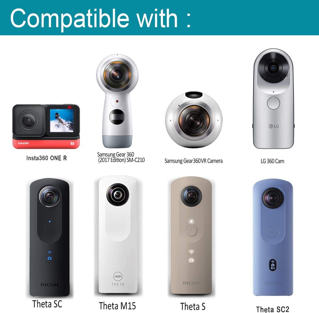 Koroao 1/4 Tripod Expansion Screw Adapter for Ricoh Theta X 360& S& SC & SC2 & V & Z1 & Insta360 ONE R & X Any Other Cameras with 1/4 ScrewPanoramic