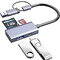 USB C USB 3.0 SD Card Reader 4 in 1, USB A&C Hub with Memory SD/TF Card Reader, USB 3.0 OTG, USB C Ports Compatible for PC, Laptops, MacBook Pro/Air