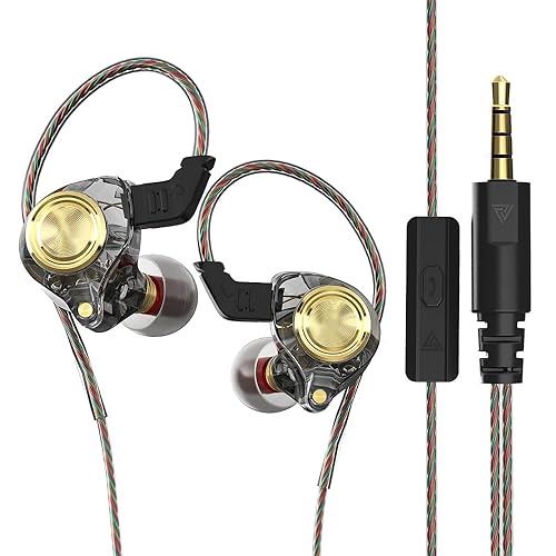 DUCK DANCE Wired Earbuds with Mic - Heavy Bass Zero Latency Metal IEM Headphones, Audiophile Hi-Fi Earphones with 3.5 mm Jack (Transparent Black…