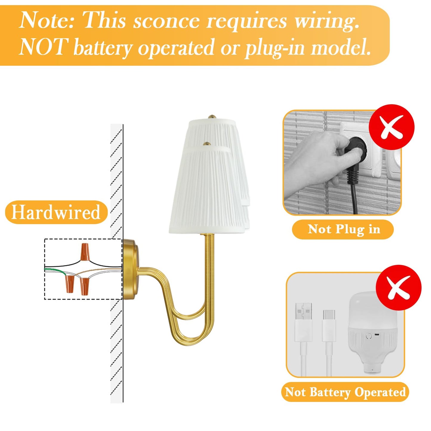 Electro bp; Elegant Triple Sconce Polished Gold Curved Metal Arm with Warm White Pleated Fabric Lamp Shades Brocade Cover Wall Light Fixture,E12,3