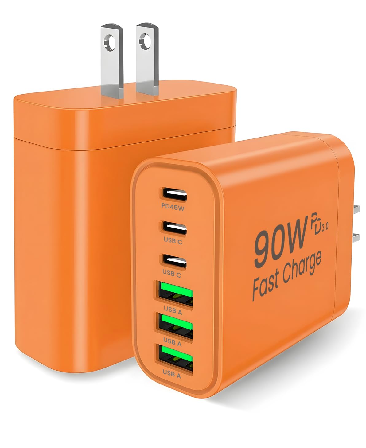 90W GaN USB C Charger Block,6-Port USB C Wall Charger Fast Charging 45W PD Power Adapter for iPhone 17Pro Max/Samsung Galaxy S24 Ultra/Tabs/MacBook