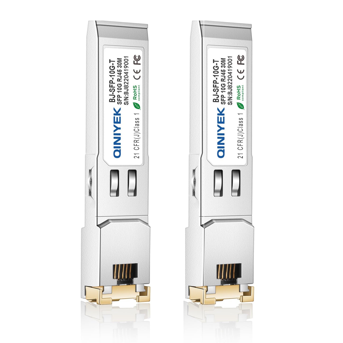 QINIYEK 4-Pack 10G SFP+ to RJ45 Module | 10Gbase-T Transceiver Compatible with Cisco, Ubiquiti, TP-Link, Meraki, Netgear and Open switches | CAT6a/7