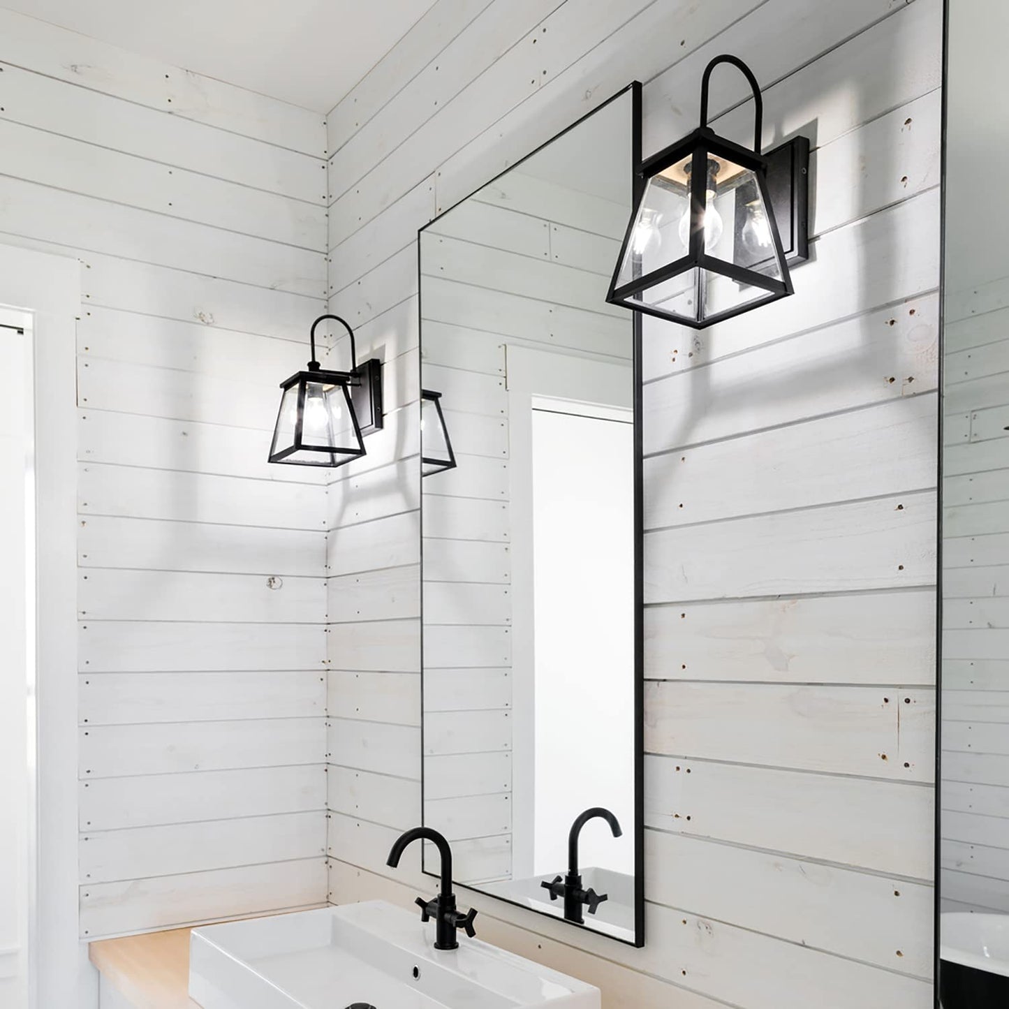 Capital Lighting 926811BK Belmore Clear Glass Outdoor Wall Sconce, 1-Light 100 Watt, 15" H x 8" W, Black