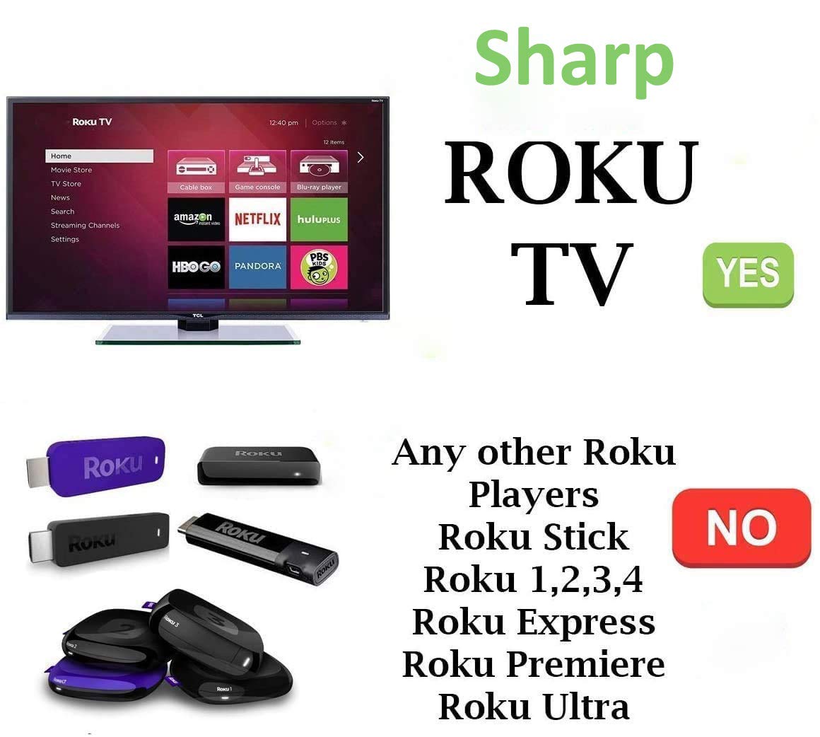 Universal Remote Control Compatible with All Sharp Roku TV LC-50LBU591U LC-50LBU711U LC-55LBU591U LC-55LBU711U LC-43LBU591U LC-32LB601U LC-24LB601U