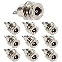 5.5 x 2.1mm DC Power Jack Socket, Threaded Female Panel Mount 2 Pin Barrel Connector, 10 Pack