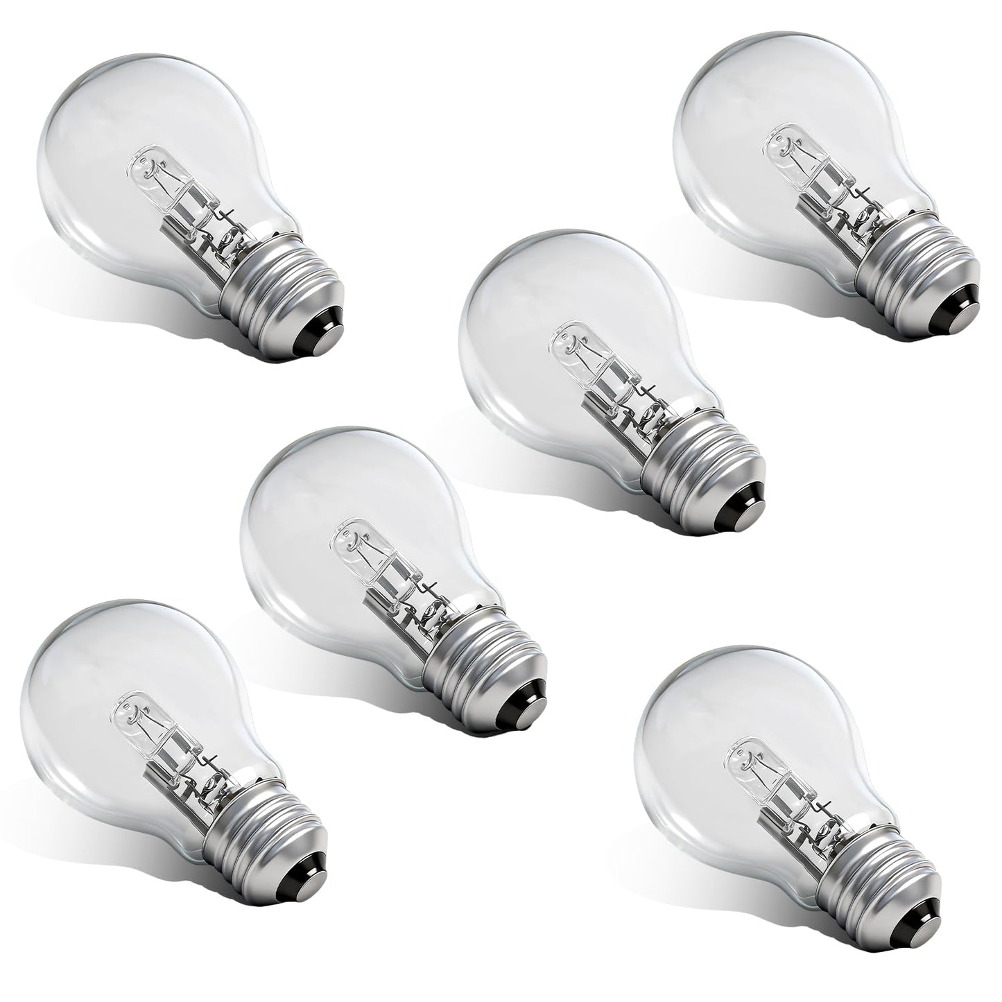 LENGSHIKEJI 6PCS A19 Halogen Light Bulbs 43 Watt 120V Replacement for 60 Watt Incandescent Light Bulbs E26 Medium Base Clear Glass Replace#