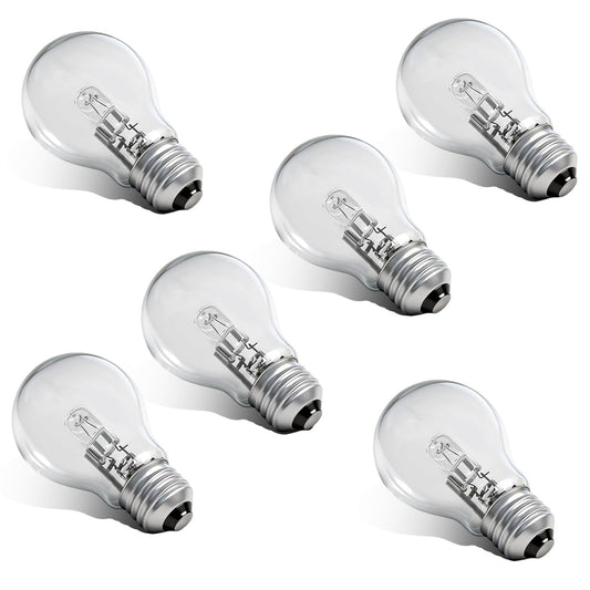 LENGSHIKEJI 6PCS A19 Halogen Light Bulbs 43 Watt 120V Replacement for 60 Watt Incandescent Light Bulbs E26 Medium Base Clear Glass Replace#