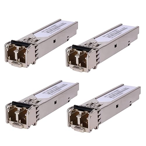 4 Pack 1.25G 850nm Multimode SFP LC Transceiver Fiber Module 550 Meters 1000Base-SX LC MMF for Cisco GLC-SX-MMD/SX-MM/SFP-GE-S,Fortinet,Ubiquiti UniFi