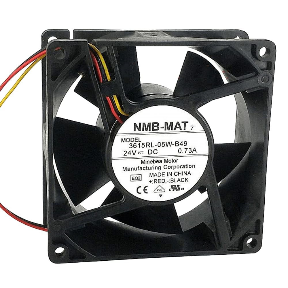 3615RL-05W-B49 24V 0.73A 90MM Fan - 9038 9CM 3-Wire Cooling Fan, Black