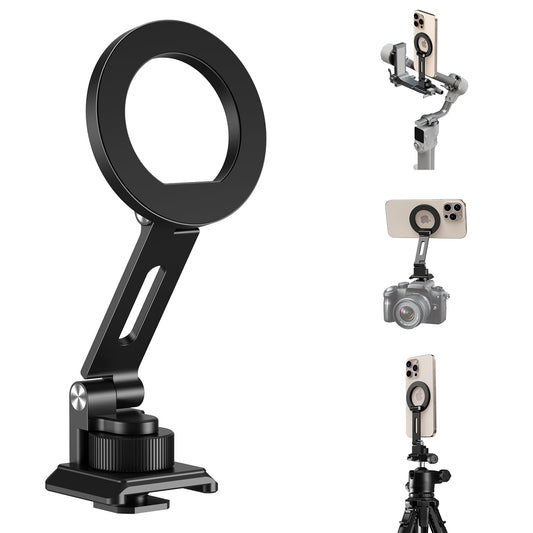 elitehood Aluminum Tripod Phone Mount Adapter for DJI RS 4 Mini, Magnetic Smartphone Tripod Mount with Arca-Standard & Hot Shoe Plate for Camera, Cold