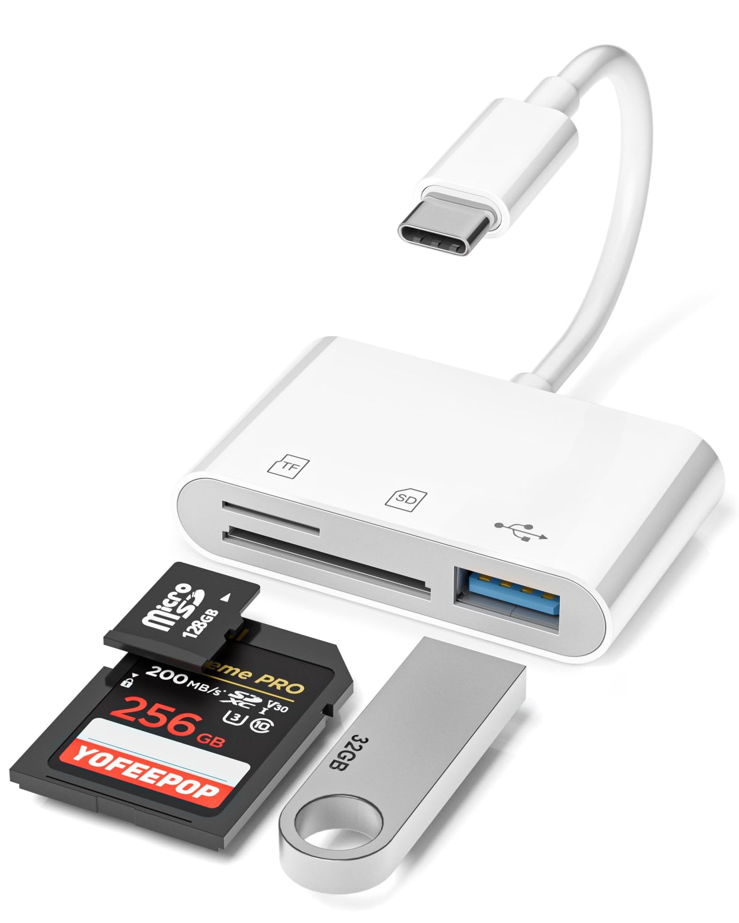 YOFEEPOP SD Card Reader, USB 3.0 Type C Memory Card Adapter, SD/TF Card Reader with USB 3 Port, SD Card Reader Compatible with iPhone 17/16/15