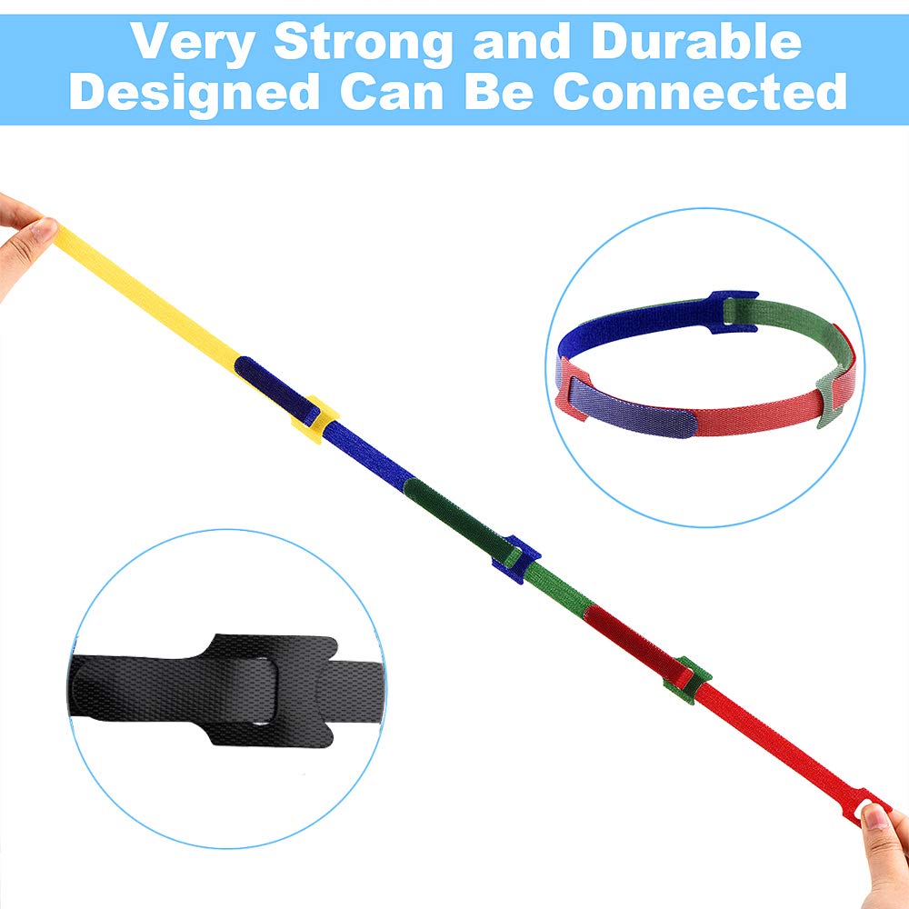 60PCS Reusable Cable Ties, Newlan 2 Size Adjustable Cable Straps 50PCS 8 Inches 10PCS 6 Inches, Cable Organizer, Cord Wrap and Hook Loop Cords