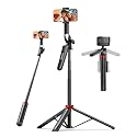 Aureday 72" Phone Tripod and Selfie Stick, Cell Phone Tripod Stand with Wireless Remote & Extendable Phone Mount for Travel/Selfie/Recording/Vlogging