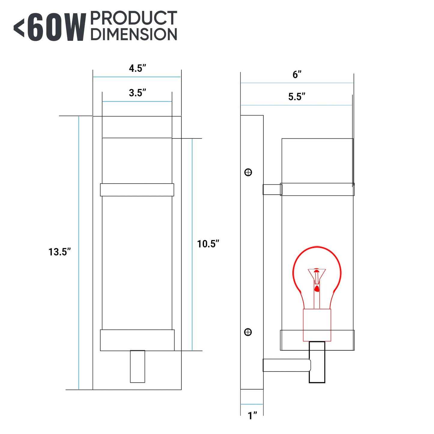 LEDMyplace LED Wall Sconce, Smart Wall Light Fixture Indoor, E26 Base, Brass Sconces, Glass Shade, Satin Nickel Finish, Modern Decorative Candle