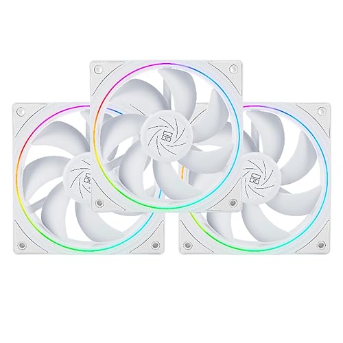 Thermalright TL-S12W X3 CPU Fan 120mm Case Cooler Fan Comes with ARGB Lighting Effect,PC PWM Silent Computer Fan with 1500RPM Speed, CPU Cooling Fan